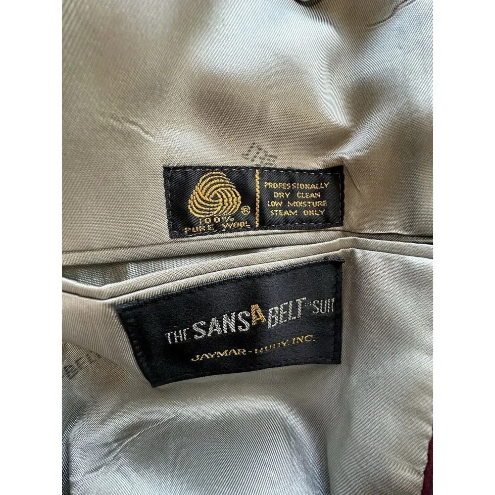 Sansabelt Jaymar Ruby Blazer Mens 38 Dark Gray Striped Wool Sports Coat Business